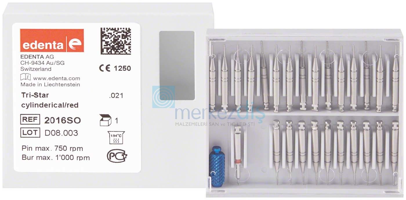 Edenta Tri-Star Dentin Pimi Kırmızı 25'lik