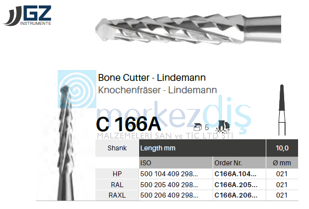 Lindemann Cerrahi Frez C166A-104-021 Piyasemen İçin