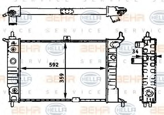 Opel Astra F Radyatör Su Behr 8MK376715-314 OEM 1300248