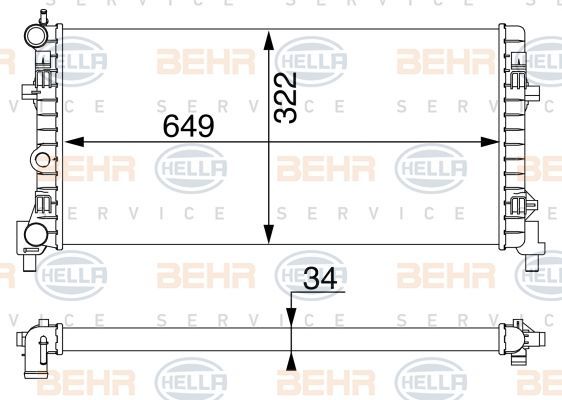 Skoda Rapid Radyatör Su Mec Behr 8MK376754-284 OEM 6R0121253