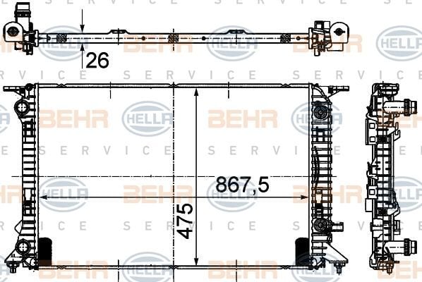 Audi A5 Radyatör Su Behr 8MK376745-634 OEM 8K0121251AJ