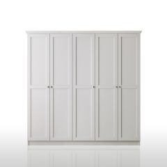 Zenio Side 5 Kapaklı Gardırop Beyaz - 210 cm