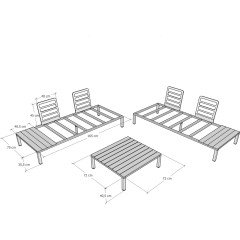 Zenio Ecotech Bahçe Takımı Oturma Grubu 2 + 2 + Sehpa - Antrasit - Beyaz