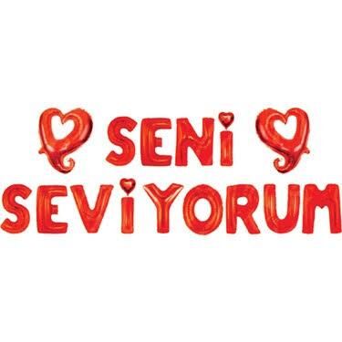 SET SENİ SEVİYORUM KALPLİ FOLYO BALON KIRMIZI