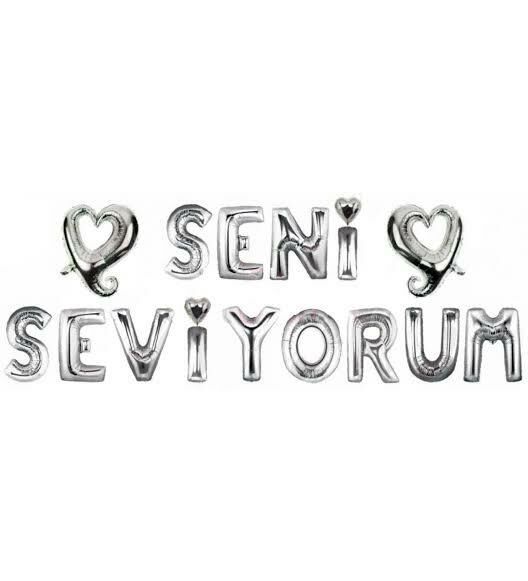 SET SENİ SEVİYORUM KALPLİ FOLYO BALON GÜMÜŞ