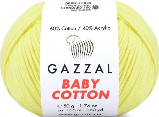 3413 GAZZAL BABY COTTON 50GR- Açık Sarı