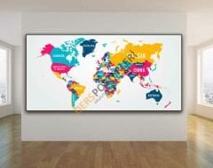 Dünya Ülkeler Haritası İngilizce Okul Posteri