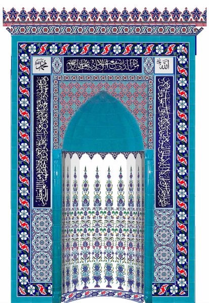 Armada Çini 180x290 KS-21 Çiçek Çinili Mescit Mihrap Cami Mihrapları