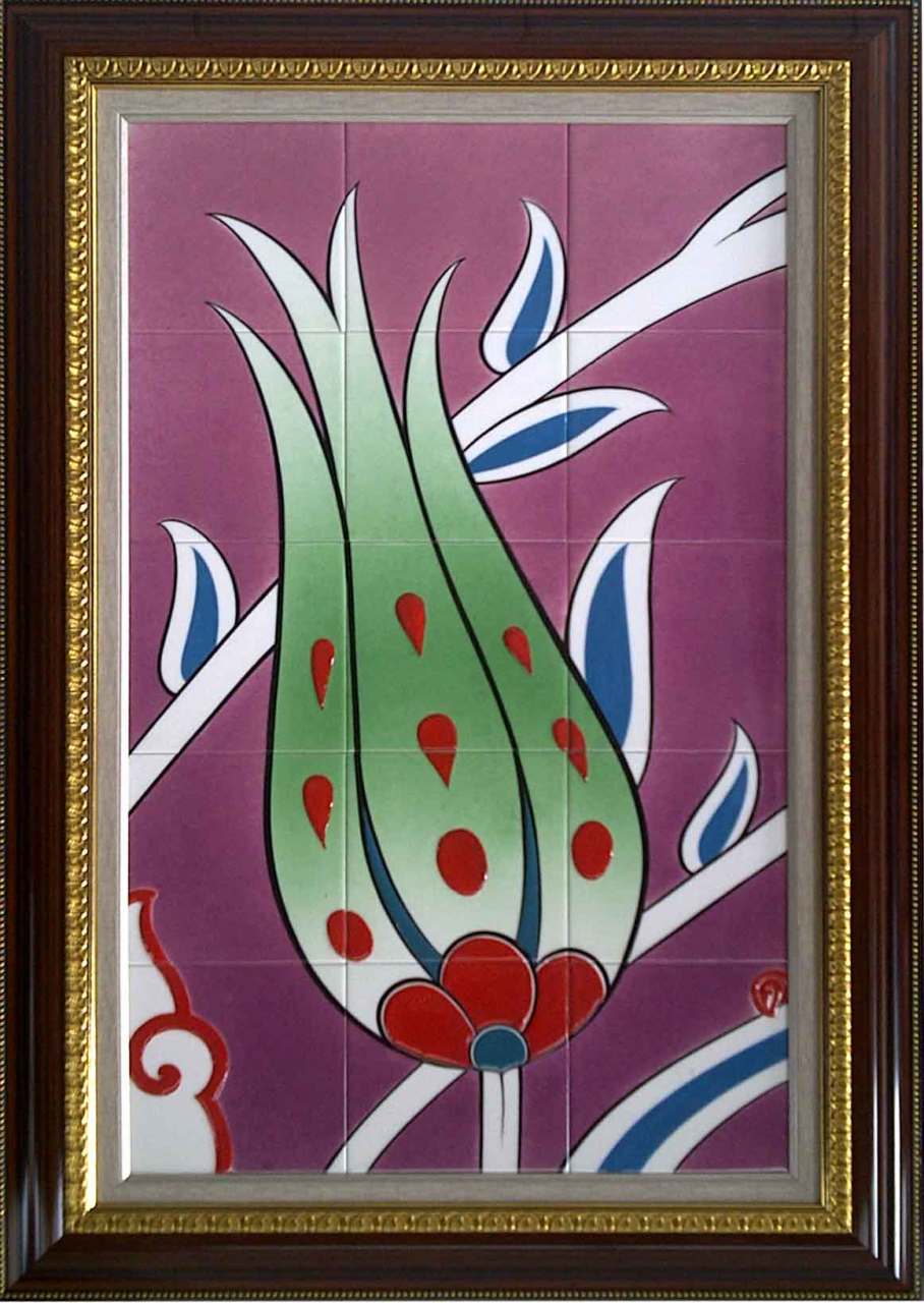 Armada Çini 60x100 Cm ED 614 Pembe Lale Eldekoru Çini Pano