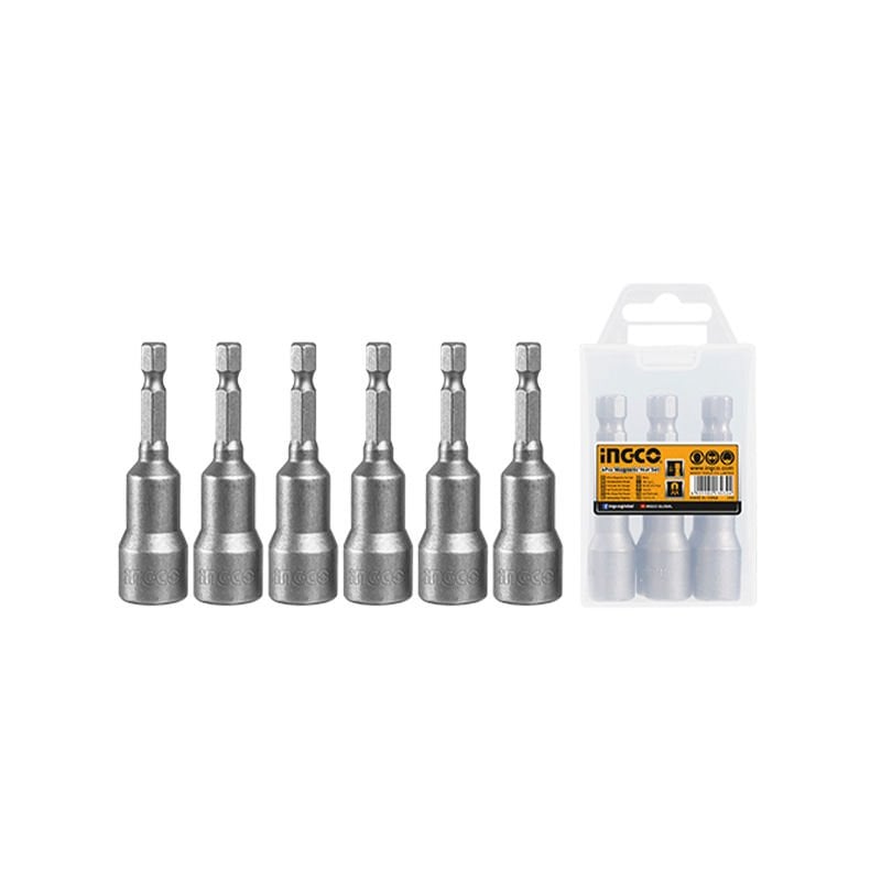 INGCO AMN65061 Endüstriyel 6'lı Manyetik Somun Adaptörü Seti 6-12mm