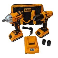 INGCO CKLI2017 Li-ion Akülü 2 li Kombo Set - Matkap ve Somun sıkma  20V 2.0 Ah