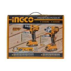 INGCO CKLI2017 Li-ion Akülü 2 li Kombo Set - Matkap ve Somun sıkma  20V 2.0 Ah