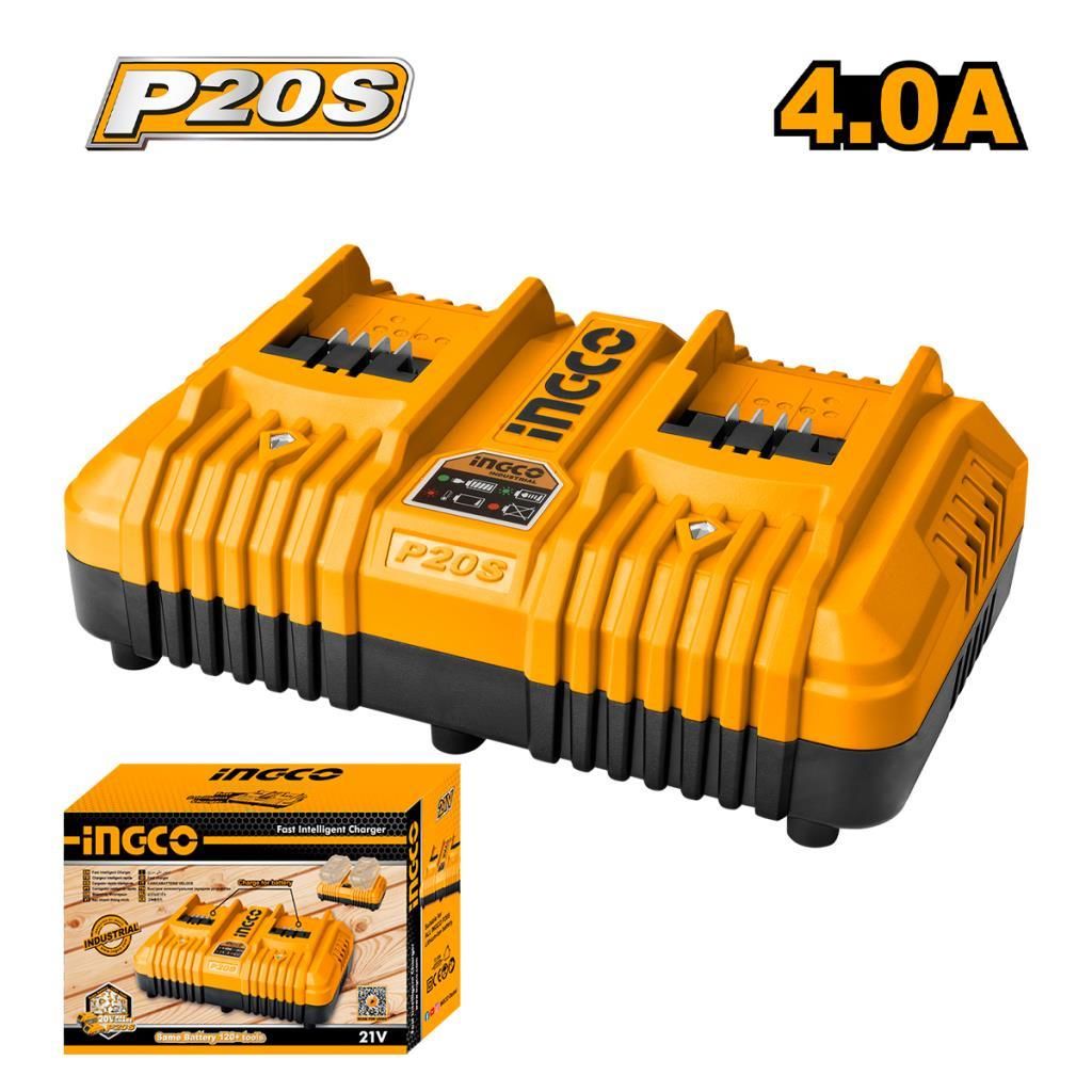 INGCO FCLI2034E Hızlı Akıllı Şarj Cihazı 20V 4.0Ah 2 Portlu
