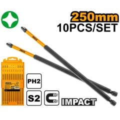 10'lu Darbeli Uzun Yıldız Tornavida Ucu Seti 250mm