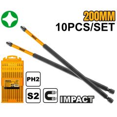 INGCO SDBIM11PH285 10'lu Darbeli Uzun Yıldız Tornavida Ucu Seti 200mm