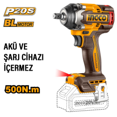 INGCO CIWLI20501 1/2‘’Akülü Somun Sıkma Kömürsüz Motor 500NM (Tek Makine)