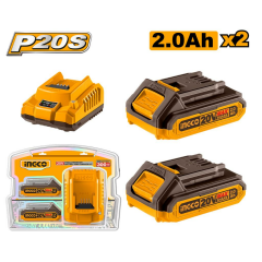 INGCO FBCPK1222E Li-ion 20V 2.0Ah Akü ve Şarj Aleti Seti (2 Akü)