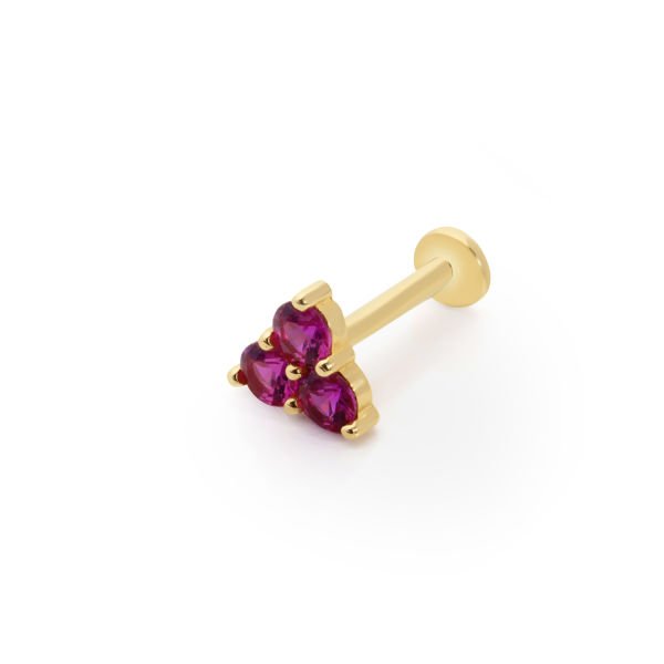 Renkli Taşlı Üçgen Altın Tragus