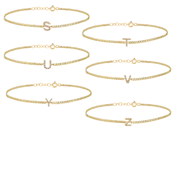 Zirkon Taşlı Harf Bileklik