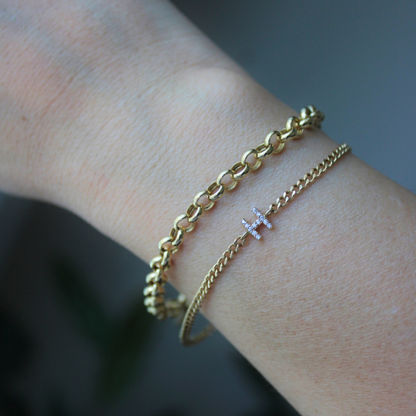 Zirkon Taşlı Harf Bileklik