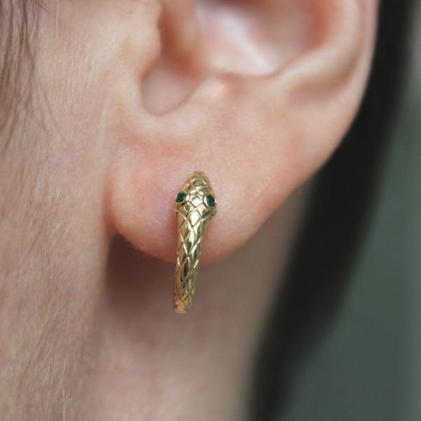 Nagini Altın Tasarım Küpe