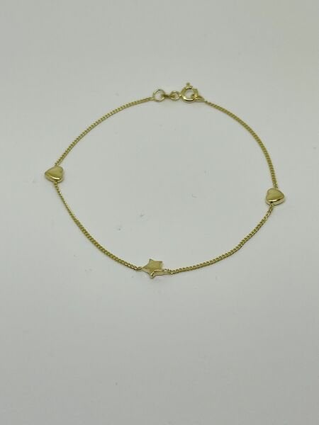 Yıldız Kalp Altın Tasarım Bileklik