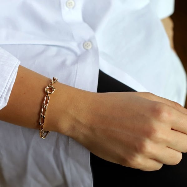 Kalın Ataç Zincir Altın Bileklik