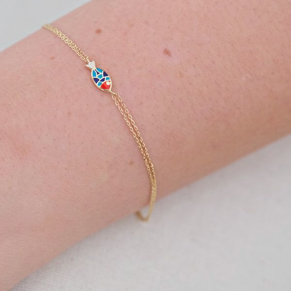 Mineli Balık Altın Tasarım Bileklik