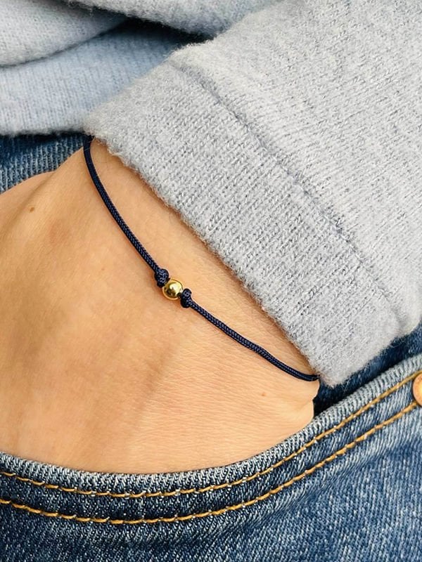 Düz Büyük Top Altın İp Bileklik