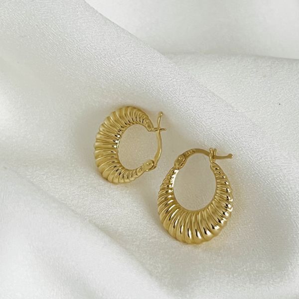 Midi Midye Altın Tasarım Küpe