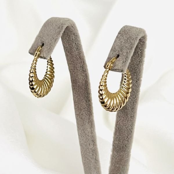 Midi Midye Altın Tasarım Küpe