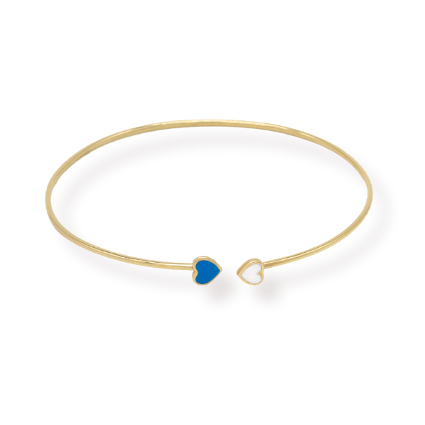 Mavi Beyaz Kalpli Kelepçe Bileklik