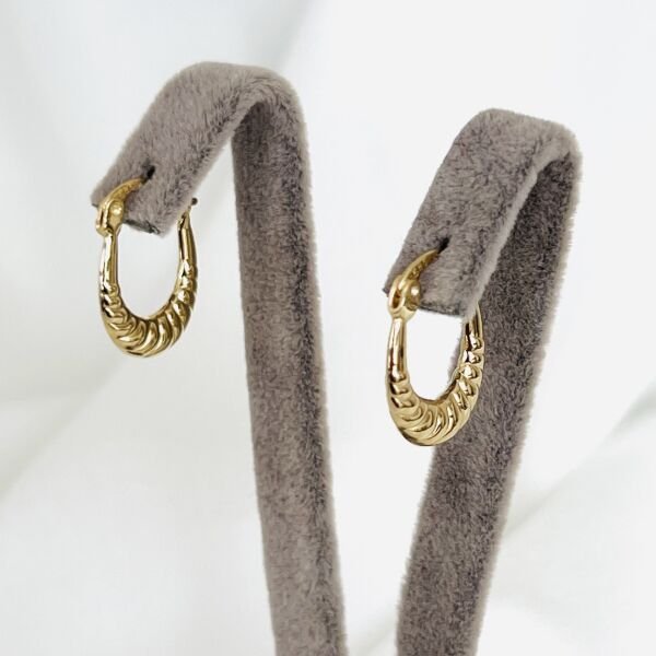 Oval Mini Midye Altın Tasarım Küpe