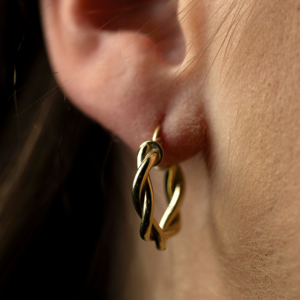 Midi Sarmal Altın Halka Küpe