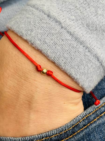 Düz Küçük Top Altın İp Bileklik