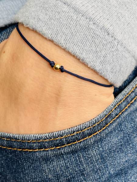 Düz Küçük Top Altın İp Bileklik