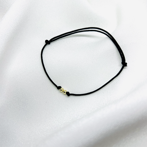 Düz 2 Küçük Top Altın İp Bileklik