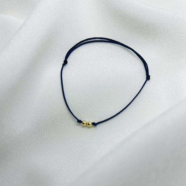 Düz 2 Küçük Top Altın İp Bileklik