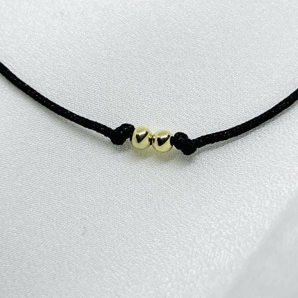 Düz 2 Küçük Top Altın İp Bileklik