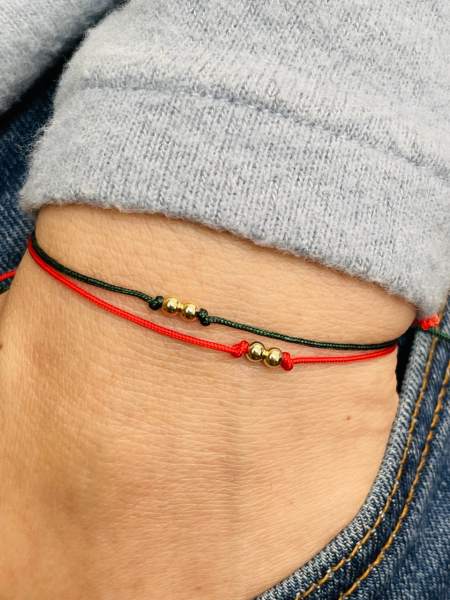 Düz 2 Küçük Top Altın İp Bileklik