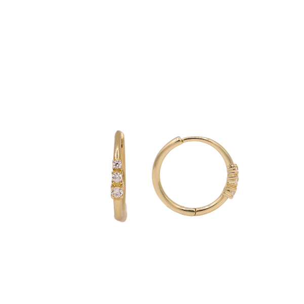 3 Taşlı Halka Küpe