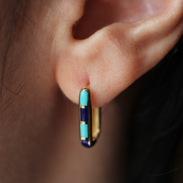 Lacivert Mavi Mineli Küpe