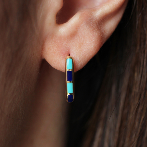 Lacivert Mavi Mineli Küpe