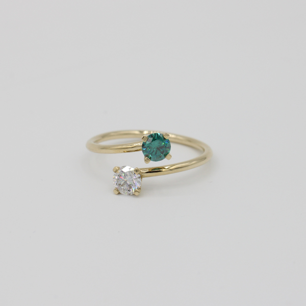 Beyaz Yeşil Mozanit Taşlı Yüzük