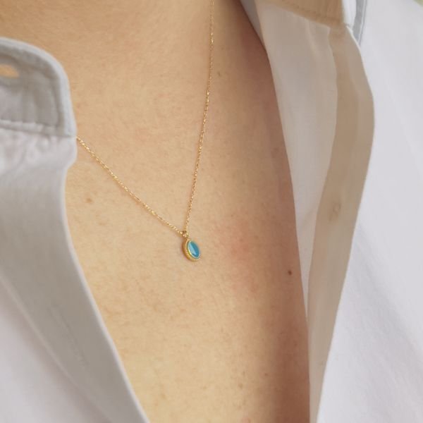 Turkuaz Vintage Altın Kolye