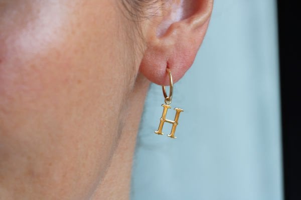 H Harf Düz Halka Küpe