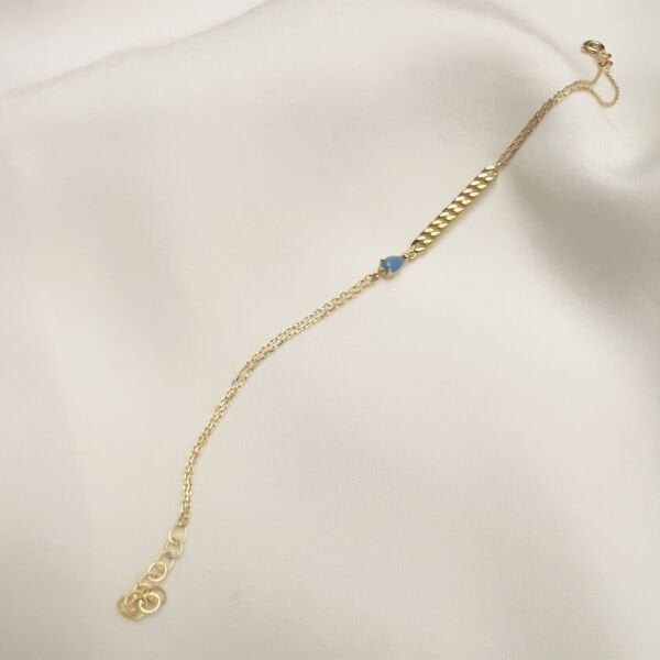 Mavili Altın Tasarım Bileklik