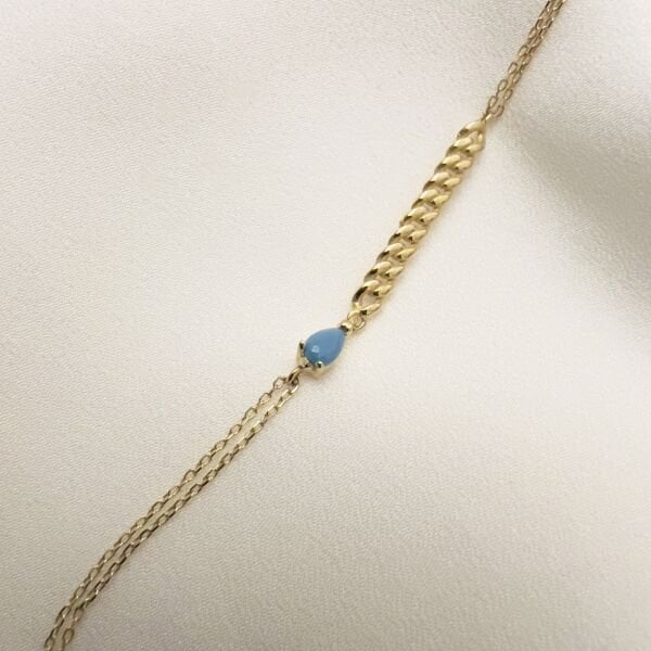 Mavili Altın Tasarım Bileklik