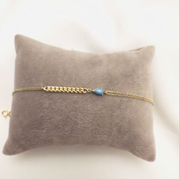 Mavili Altın Tasarım Bileklik