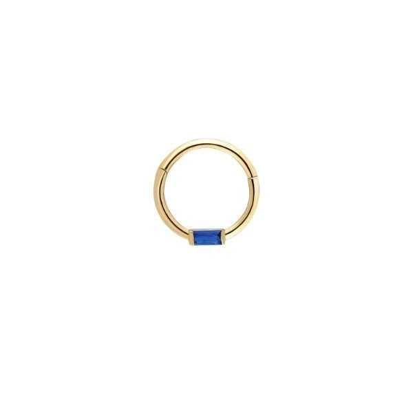 Mavi Taşlı Helix Altın Piercing